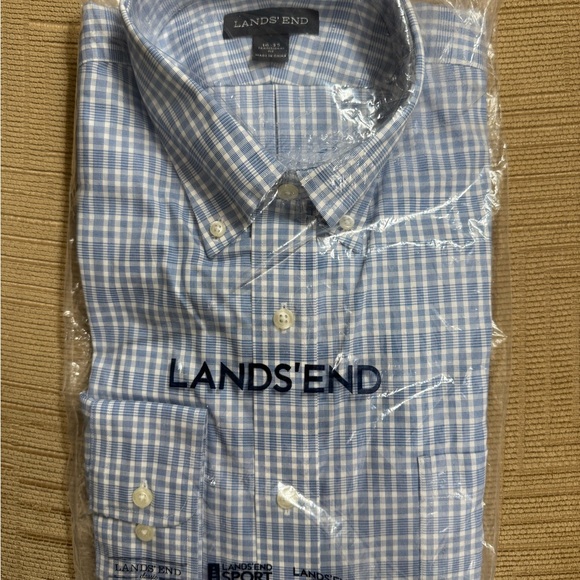 (Never opened) Lands' End Men's Blue Checkered Shirt - Picture 1 of 4